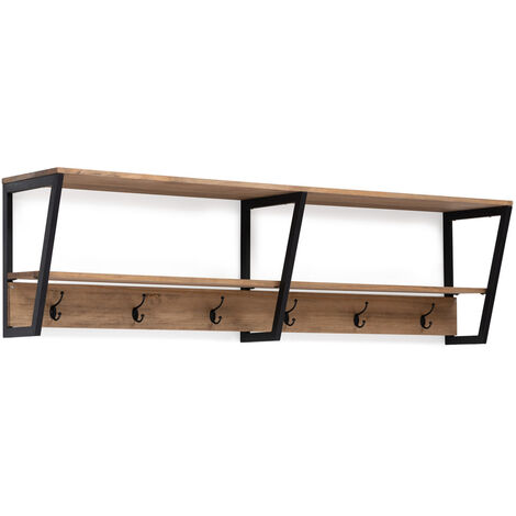 Appendiabiti poligonali 35x160x47cm 3 telai in legno nero effetto vintage stile  industriale Box Furniture