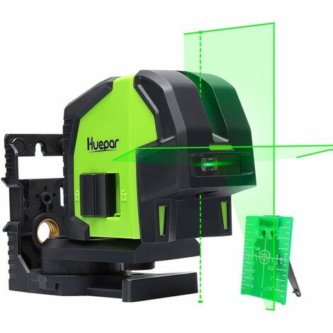 Huepar 8211G Livella laser verde - Allineamento a due punti Laser autolivellante - Livella laser orizzontale / verticale automatica a 130 ° - Livella laser combinata con croce verde