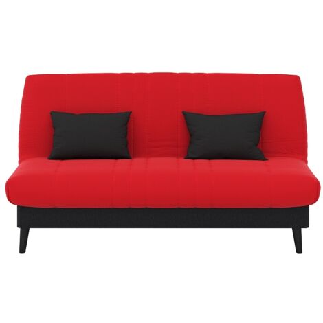 Banquette convertible Elios clic clac, couchage 130 x 190 avec rangement intégré + 2 coussins OFFERTS, Pearl rouge (1/4)