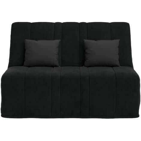 Banquette convertible NEA BZ , couchage 140x190, avec 2 coussins OFFERTS, Coton noir (1/4)