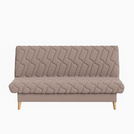 Banquette convertible Olympe clic clac, couchage 130x190 avec rangement intégré, Pearl taupe (1/4)