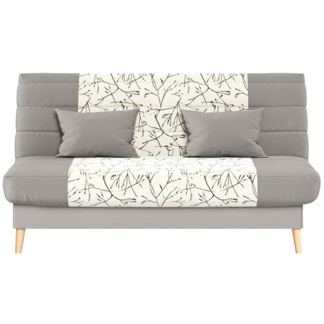 Banquette convertible SOHO clic clac, couchage 130 x 190 avec rangement intégré + 2 coussins OFFERTS, Beige à motifs (1/4)