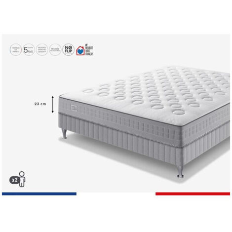 Ensemble matelas sommier 140 x 190 SIMMONS Hauteur 23 cm - Ressorts ensachés Sensoft - Fabriqué en France - SW1 (1/5)
