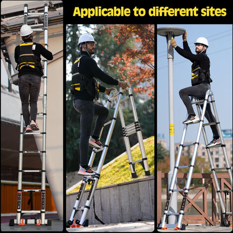 Multipurpose Aluminum Ladder of 3,8M (1,9M + 1,9M) Telescopic ...
