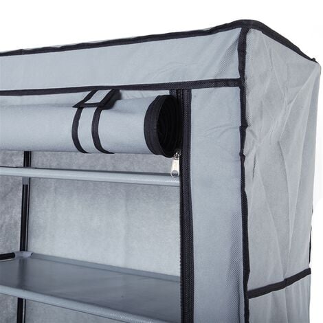 Shoe Rack Shoebox Shoe Storage Unit 10 Layers with Cover Gray