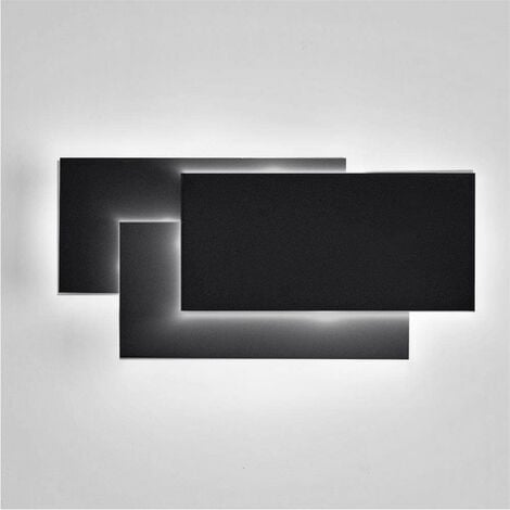 LED Wall Lamp Black, 24W Modern IP44 Wall Light, Rectangle Wall Sconces Indoor for Bedroom Living Room - 1X Cool White