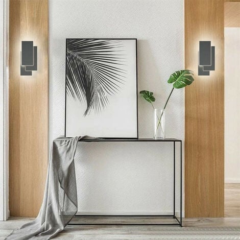 LED Wall Lamp Black, 24W Modern IP44 Wall Light, Rectangle Wall Sconces Indoor for Bedroom Living Room - 1X Cool White