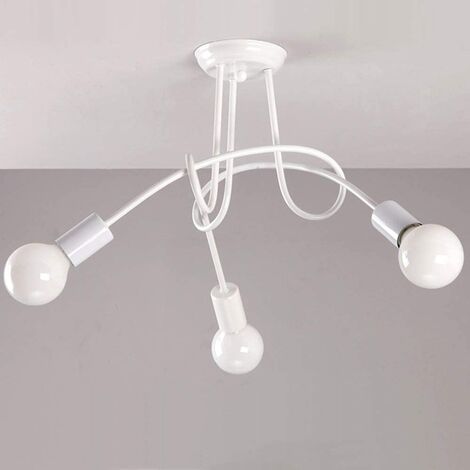 Creative Ceiling Light Spider, 3-Light Industrial Metal Ceiling Lamp, Metal Retro Chandelier Fixture for Dining Room Living Room Kitchen (White)