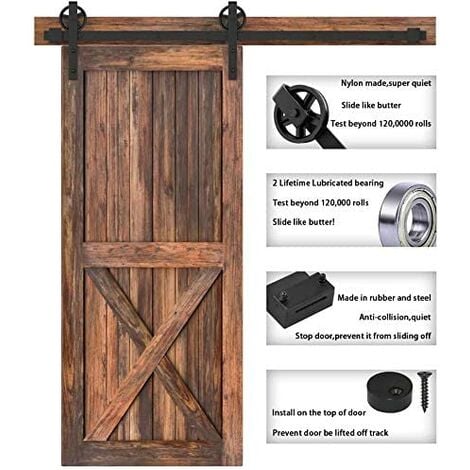 1,5M Sliding Door Rail Industrial Hardware Rail Kit for Sliding Door (Door Not Included)