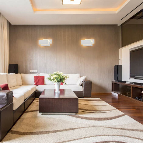 LED Wall Lamp White, 24W Modern IP44 Wall Light, Rectangle Wall Sconces Indoor for Bedroom Living Room - 2X Warm White