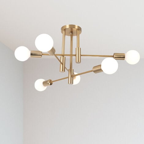 Retro Ceiling Light Vintage Industrial Ceiling Lamp 6 Spot Chandelier Lighting for Dining Room Bedroom Living Room Copper