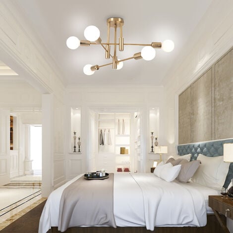 Retro Ceiling Light Vintage Industrial Ceiling Lamp 6 Spot Chandelier Lighting for Dining Room Bedroom Living Room Copper
