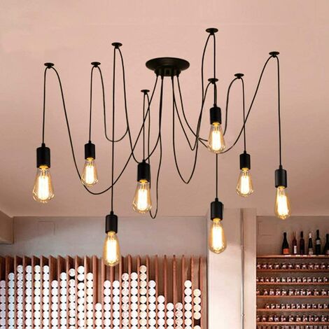 Industrial Pendant Lighting Fitting  Classic Edison Ceiling Lamp Retro Spider Chandelier E27 for Bedroom Living Room Kitchen 8 Lights/200cm