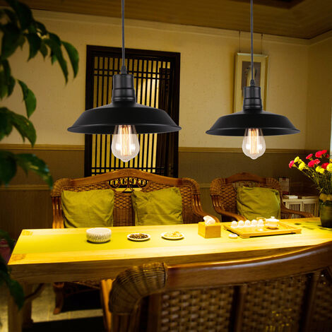 Vintage Industrial Pendant Light Black Hanging Chandelier Ceiling Lamp Fixture for Living Room Kitchen Island Restaurant