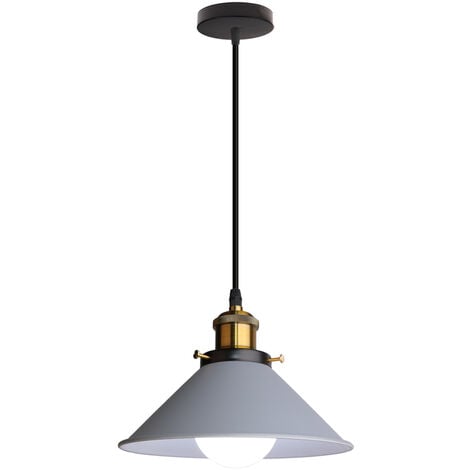 Pendant Lighting Fixture, Vintage Industrial Hanging Ceiling Lamp, Metal Hanging Ceiling Lamp with Ø22cm Gray Lampshade for Kitchen Island Bedroom - 1 Pack