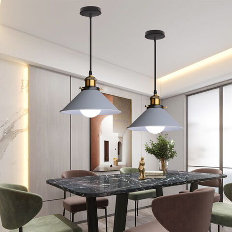 Pendant Lighting Fixture, Vintage Industrial Hanging Ceiling Lamp, Metal Hanging Ceiling Lamp with Ø22cm Gray Lampshade for Kitchen Island Bedroom - 1 Pack