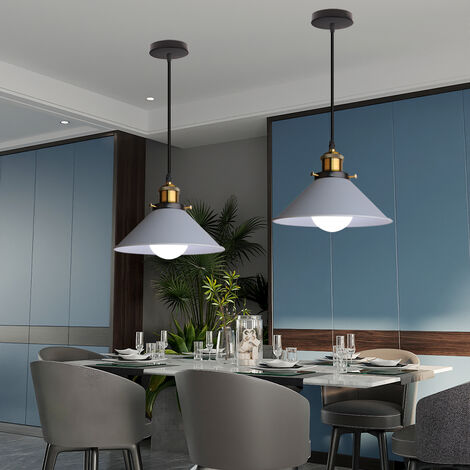 Pendant Lighting Fixture, Vintage Industrial Hanging Ceiling Lamp, Metal Hanging Ceiling Lamp with Ø22cm Gray Lampshade for Kitchen Island Bedroom - 1 Pack