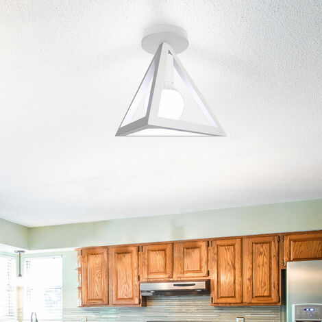 Ceiling Lighting Fitting Vintage, Triangle Metal Ceiling Lamp, Industrial Geometric Chandelier with Lampshade for Living Room Hallway (White)