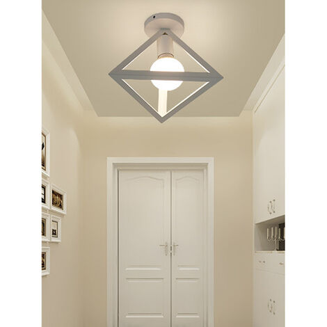 Ceiling Lighting Fitting Vintage, Triangle Metal Ceiling Lamp, Industrial Geometric Chandelier with Lampshade for Living Room Hallway (White)