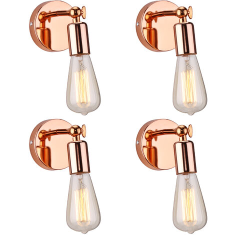 Wall Lamp, Modern 180 Degree Adjustable Wall Lamp, Simple Metal Wall Sconces for Bedroom Living Room Dining Room Rose Gold 4PCS