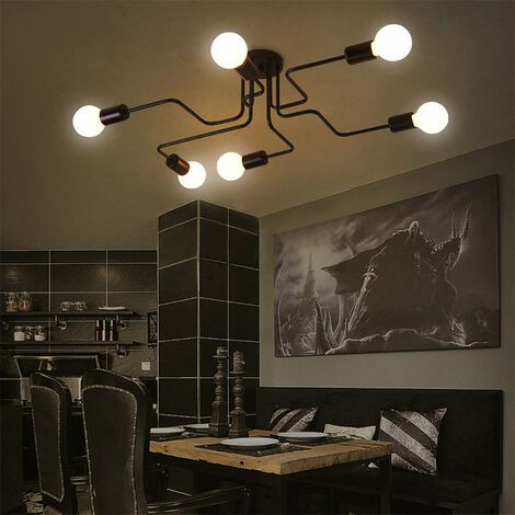 Mulstrand Ceiling Light, Modern Metal / Rattan Ceiling Light In Black/ Natural, Modern Design With Light Effect, ø40 Cm, 1 Bulb, 1 X E27, No Light Bulb - View #7