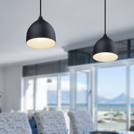 Pendant Light Fixture, Modern Hanging Lights with Lampshade, Industrial Dome Chandelier for Kitchen Island (3X Black)