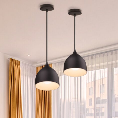 Pendant Light Fixture, Modern Hanging Lights with Lampshade, Industrial Dome Chandelier for Kitchen Island (3X Black)