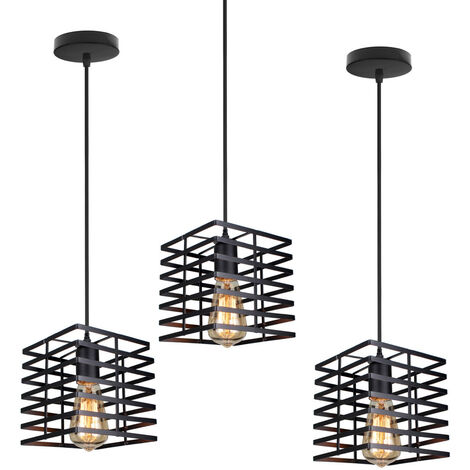 BRT 3-Light LED Pendant Light Black Chandelier For Kitchen Hotel Ceiling - Height Adjustable