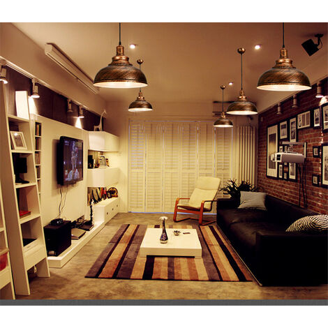 Pack of 2 Pendant Light, Industrial Made of Metal - Bronze Brown - Bulb not included