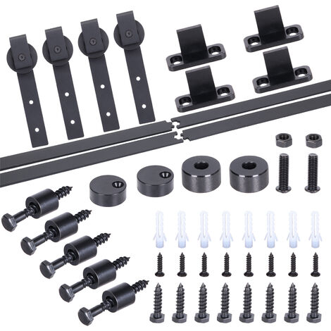 183cm Hardware Rail Kit for Sliding Door Rail Pulley Suspended Track System for Double Wardrobe Door Locker Door Wardrobe Door Shoe Cabinet Door