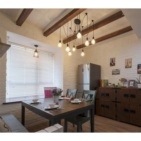 Pendant Lighting Fixture, Vintage Industrial Spider Ceiling Lamp, Chandelier with Edison Base for Bedroom Living Room Kitchen Island - 8 Lights/150cm