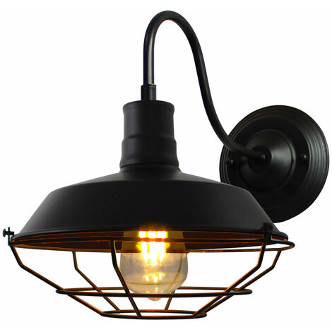 Wall Lighting Fitting, Vintage Industrial Wall Lights with Cage, Retro ...