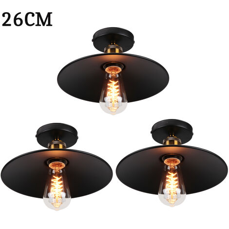 3x Ceiling Lighting Fitting Vintage, Ø26cm Metal Ceiling Lamp, Industrial Chandelier with ...