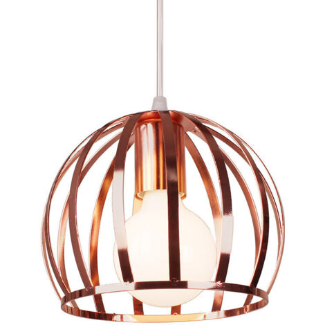 Lustre Suspension E27 Cage en Fer 19cm Or Rose Luminaire Eclairage pour Décor Restaurant Salle Chambre (1/5)