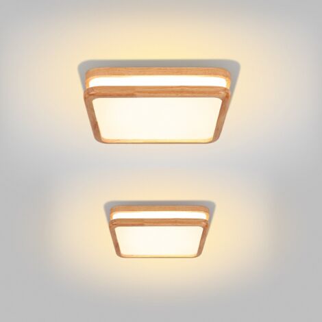 2pcs LED Ceiling Light Industrial Modern Lamp Solid Wood Acrylic for Bathroom Hallway - Neutral Light 4500K Square (1/5)