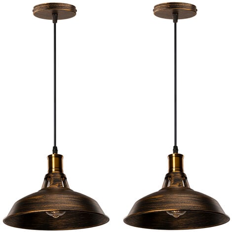 2pcs Vintage Pendant Light Hanging, Industrial Metal Lamp Shades Chandelier