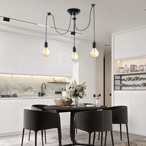 Industrial Pendant Lighting Fitting  Classic Edison Ceiling Lamp Retro Spider Chandelier E27 for Bedroom Living Room Kitchen 3 Lights/150cm