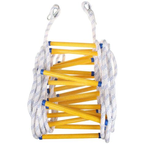 Fire Escape Rope Ladder Heavy Duty Fire Safety Ladder with Carabiners, 15M