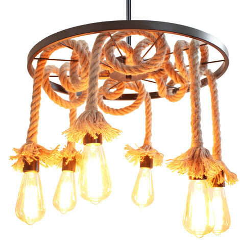 Retro Chandelier Pendant Industrial Lamp Ceiling Light Hemp Rope Holder uk