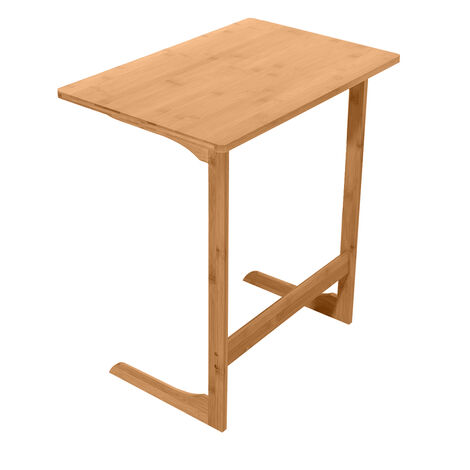 Sofa Side Table, Wooden End Table, L-shaped Laptop Table for Bedside Bedroom Living Room (Natural Color)