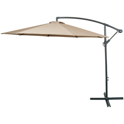 Patio Parasol, Ø3m Garden Umbrella Outdoor with Tilt & Crank Handle & 8 Ribs for Deck Backyard Pool (Khaki)