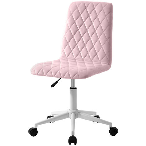 Office Chair, Modern Velvet Computer Chair with Metal Legs, Swivel Desk Chair for Indoor Home (Pink)