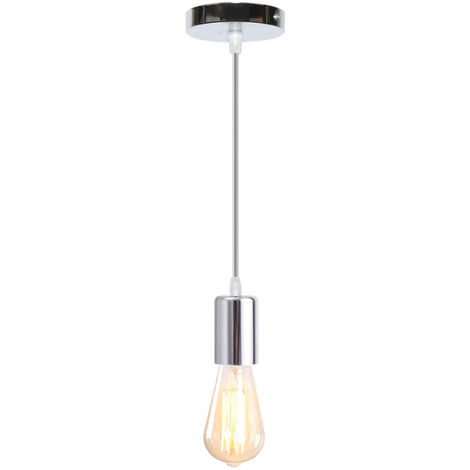 Simple Pendant Lighting Fitting, Modern Hanging Ceiling Lamp E27 Holder Chandelier for Living Room Kitchen Island Restaurant, Silver