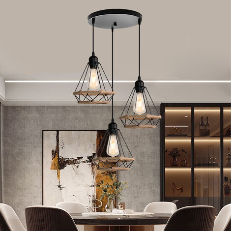Industrial Vintage Plug-in Pendant Light - Birdcage Hanging Light With 14.8ft Cord & Switch, E27 Base (No Bulb)