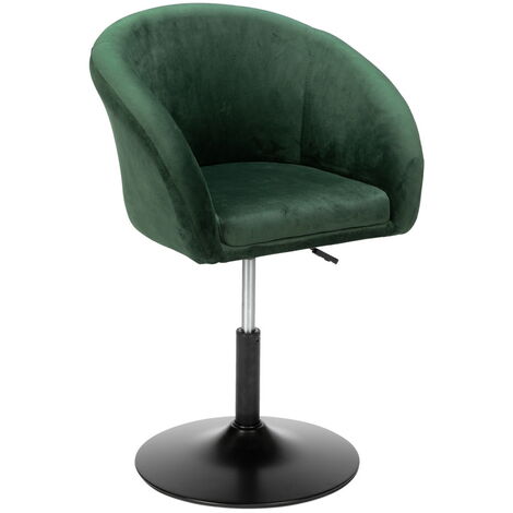 Bar Stool, Adjustable Round Velvet Gas Lift Armchair with Back & Arms for Home Bar Furniture (Green)