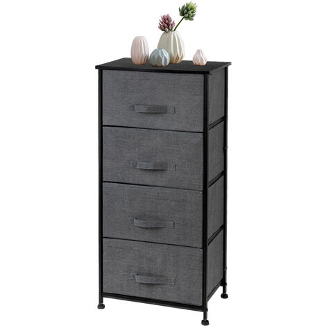 Chest of Drawers, Non-Woven Fabric Side Table with 4 Drawers for Bedroom Furniture (Dark Grey)