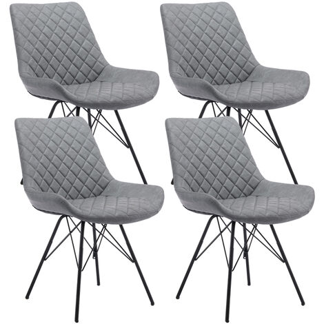 Dining Chair Set of 4, Velvet Upholstered Chairs with Armrest and Backrest for Counter Lounge Living Room Kitchen (Light Grey)