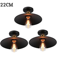 3x Ceiling Lighting Fitting Vintage, Creative Metal Ceiling Lamp, Industrial Chandelier with Lampshade for Living Room Hallway (Black)