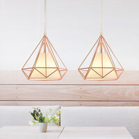 Modern Pendant Light, Modern Hanging Light Metal Iron Diamond Shape Ceiling Light Chandelier with Lamp Shade E27 Ø25cm Rose Gold