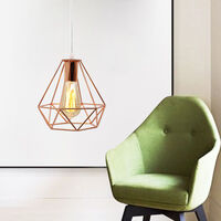 Modern Pendant Light Ø20cm Diamond Cage Chanderlier Rose Gold Metal Lampshade Hanging Ceiling Lamp